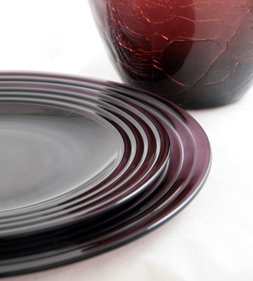 Grape Purple Amethyst Glass Dinner Plate Set