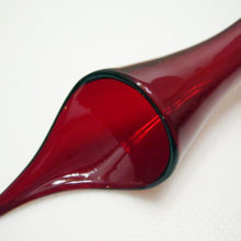 Ruby red floor vase measures 25.5" tall, 6.5" at widest.