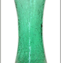 Huge vintage Blenko Art Glass #5519L sea-green crackled floor vase.