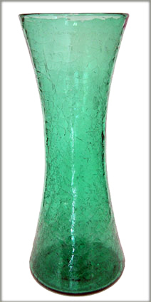 Huge Blenko Floor Vase In Sea Green Crackle Glass