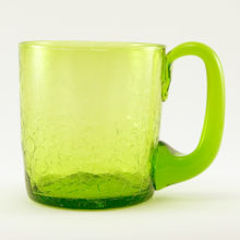 Blenko Art Glass Big Green Crackle Coffee, Tea or Chocolate Mug.