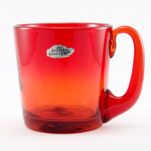 Blenko Art Glass Big Red Tangerine Coffee, Tea or Chocolate Mug. Huge mug with 3-cup capacity.