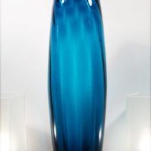 Vintage Italian blown optic paneled floor vase in a beautiful dark shade of blue.