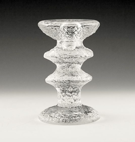 Beautiful Finnish art glass candlestick looks like an ice column.