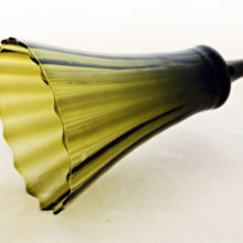 Avocado green glass, blown from a panel optic mold.