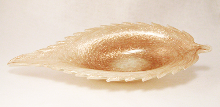 Stunning vintage cased Italian Glass with metallic leaf avventurine.