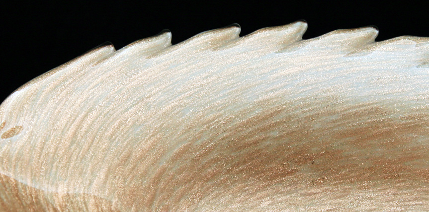 Handblown with hand-tooled leaf tips.