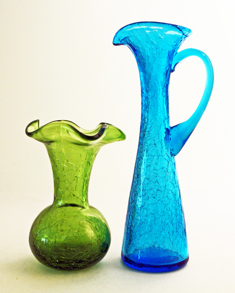 Fine crackle glass ewer from the flower power days.