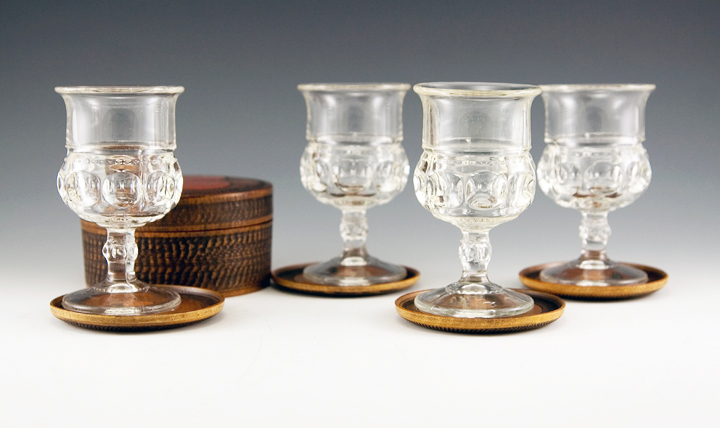 Each have three mold lines from the foot, through the stem, and stopping the polished bowl.