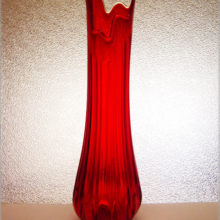 Large ruby red Smith Glass swung floor vase.