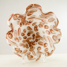 Murano Glass Microbial Bowl. Copper metallic encased decor resembles micro-organisms. Featuring organic styling from Italy's mid 20th century modernism era.