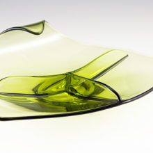 Large 3-part vintage retro-modern art glass server.