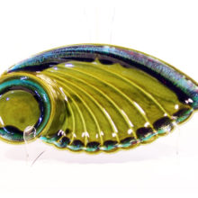 Large mid-century pottery wing hors d'oeuvres server.