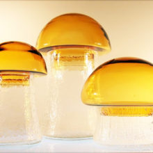 Fabulous set of 3 large vintage glass mushroom canisters.