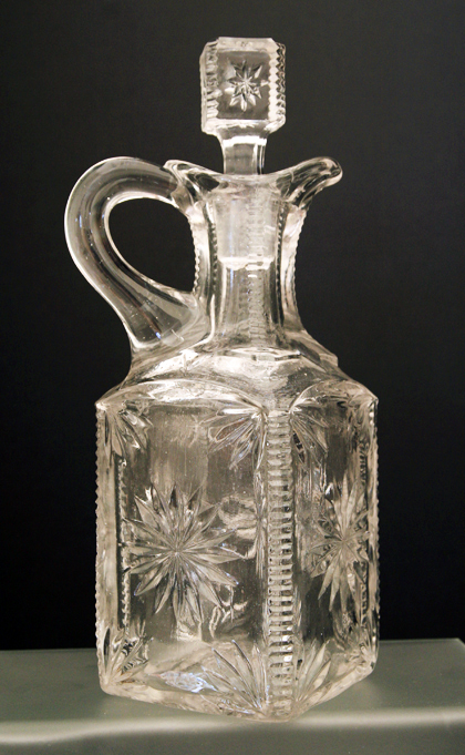 Big flint glass vinegar jug with original stopper made 1899.