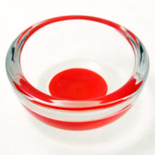 Vintage glass bullseye bowl tricks the eye.