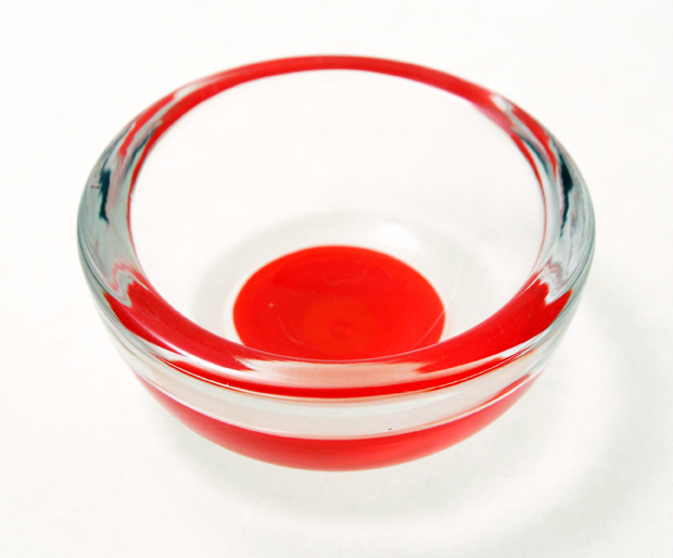 Vintage glass bullseye bowl tricks the eye.