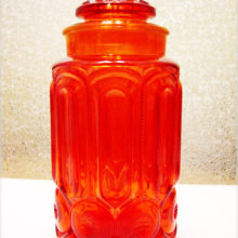 Stunning bright orange LE Smith Moon & Star gallon kitchen canister.