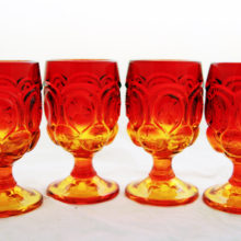 Set of 4 LE Smith Moon and Star Goblets. Circa 1940's - 1960's.