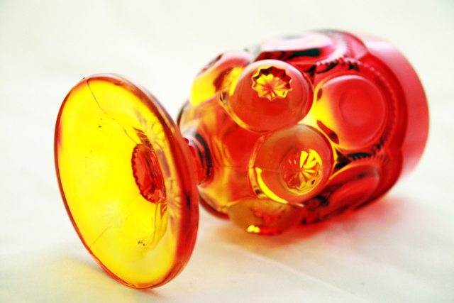Moon and Star goblets were made from a 3-part molded pattern with thick, heavy glass.