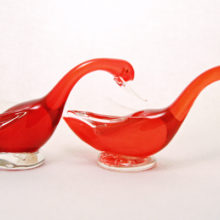 Frisky Fratelli Toso cased glass geese couple.