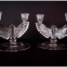 New Martinsville No. 18 "Queen Ann" winged candelabras.