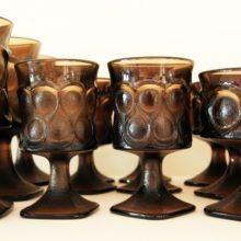 Complete set of vintage retro gothic heavy glass goblets.
