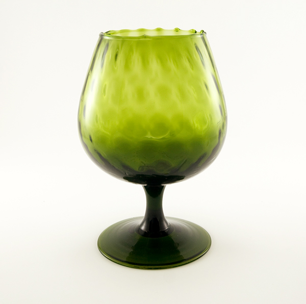 Olive Green Optic Brandy Snifter Vase