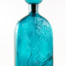 Stunning color from the days of peace and love. A beautiful dark blue called 'Peacock' by mid 20th century glass makers. The color is reminiscent of the stunning blue seen in peacock tails.