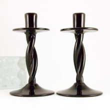 Rare Early Blenko Art Glass rope twist candle holders from the 1940's.