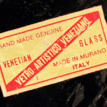 Label reads - Hand Made Genuine Venetian Glass Vetro Artistico Veneziano Made in Murano Italy.
