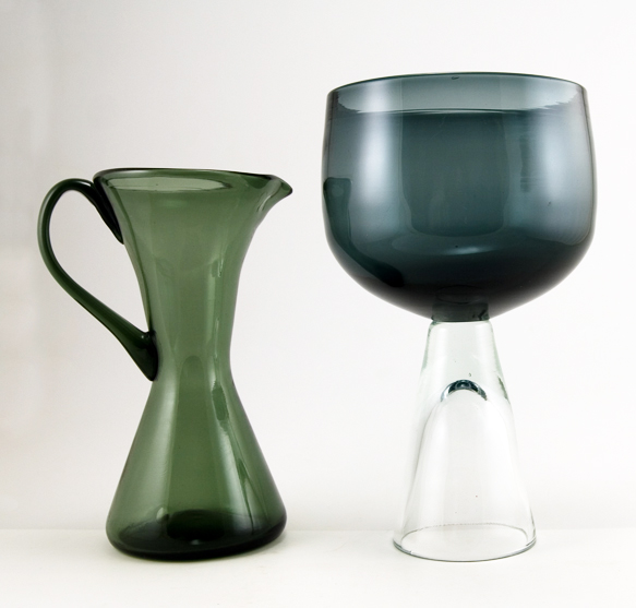 Hand-blown glass vase in charcoal (rare color) and colorless.