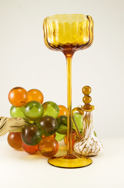 Italian mid-20th century hand-blown glass vase with unusual bowl.