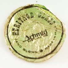 The original old label has worn off, but is still intact and is included. Reads: Heritage Glass, Schmid (type beneath too crumpled to read), Hand Blown Glass, Made in Italy.