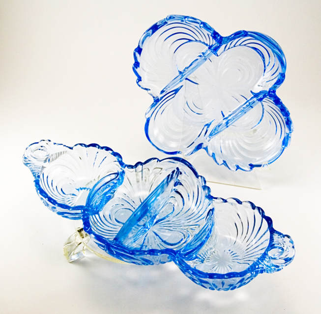 Mid-century elegant glassware in a stunning pattern and color.