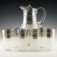 1920s - 1930s Art Deco beverage set with platinum decor.