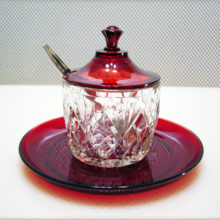 Vintage Anchor Hocking Glass marmalade jar with liner.
