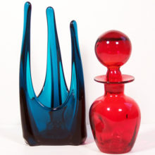 Hand-blown with two tooled "pinches".
