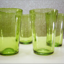 Set of four Colonial Williamsburg #CW30 Blenko Art Glass flip tumblers.