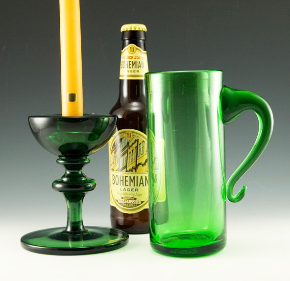 Measure approx. 7" tall on a 3" base (hand blown glass always has slight variations).