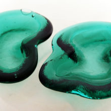 Set of two vintage Blenko Art Glass Nile Green bowls.