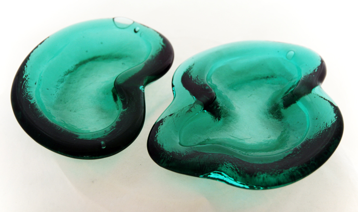 Set of two vintage Blenko Art Glass Nile Green bowls.