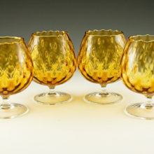 Rare set of blown optic glass brandy snifters.