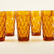 Set of six beautiful deep honey amber tumbler set.