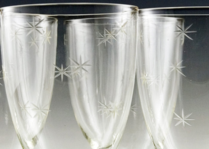 Star Cut Vintage Glass Wine Stemware Set of 8