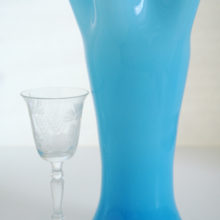 Lovely and large baby blue vintage cased glass vase.