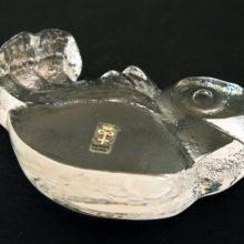 Signed by artist Lars Hellsten who worked for Skrufs Glasbruk in Sweden until 1972.