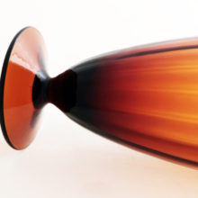 Handblown in elegant, eye pleasing dark amber brown glass.