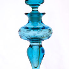Antique Crystal Perfume Bottle by Tiffin in Aqua Blue