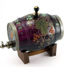 Back in the late 1800's to early 1900's executives would sit in their dusky, smokey offices and pour themselves and clients libations from spirit barrel decanters such as this. They were also used at weddings and other celebrations.